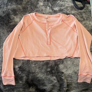 Free People Textured Pink Top